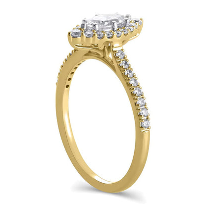 Halo-Verlobungsring mit Diamanten im Marquise- und Rundschliff, 0,63 ct. Gesamtgewicht, in 10K Gelbgold