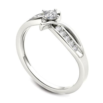 0.25 ct. Gesamtgewicht Diamant-Freundschaftsring im Princess-Schliff mit Bypass-Design in 14K Weißgold