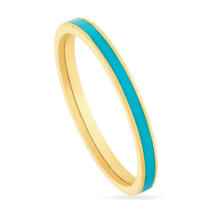 Ring mit Türkis-Emaille-Einlage in 14K Gelbgold
