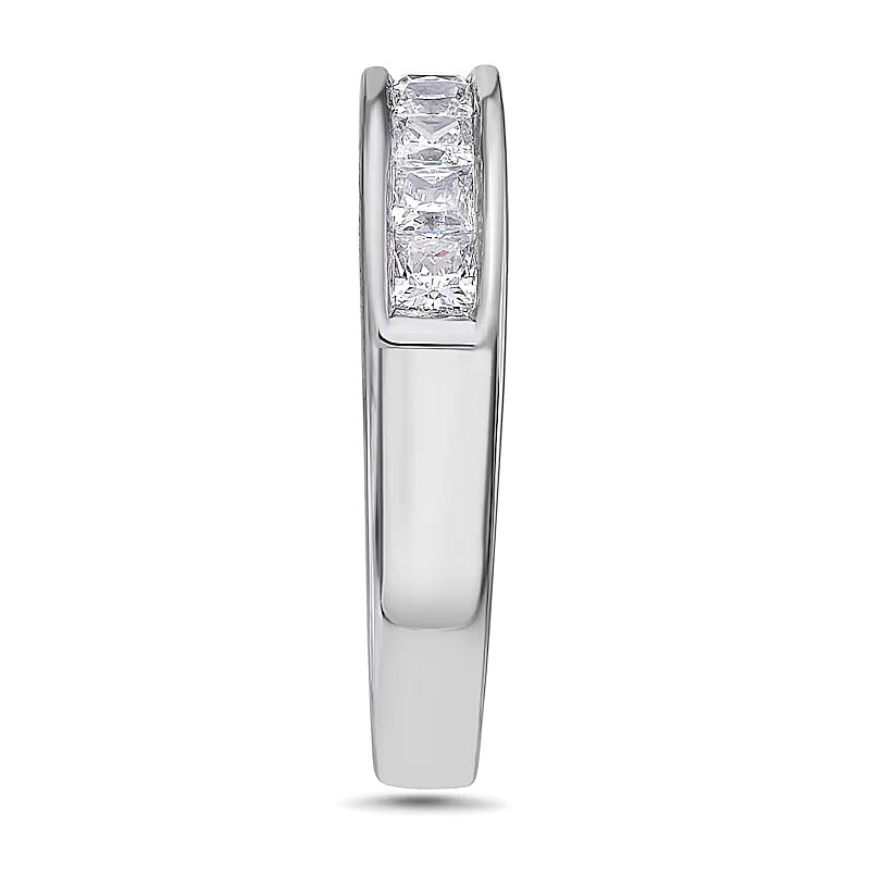 1.0 ct. Gesamtgewicht Diamant-Ehering mit Princess-Schliff und neun Steinen in 14K Weißgold (H/VS2)