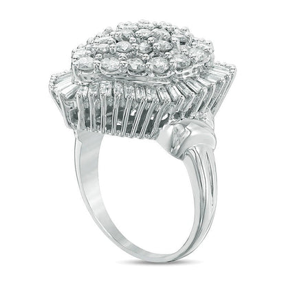 3.0 ct. Gesamtgewicht Komposit-Diamant Fashion-Ring tropfenförmig in 10K Weißgold