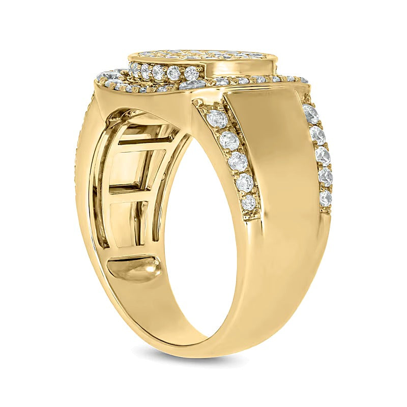 1.5 ct. Gesamtgewicht Fashion-Ring mit Labordiamanten in rundem und Kissenschliff, 10K Gelbgold (F/VS2)