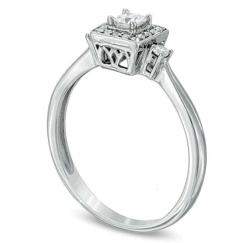 0,25 ct. Gesamtgewicht Freundschaftsring mit Diamanten im Princess- und Rundschliff in 10K Weißgold