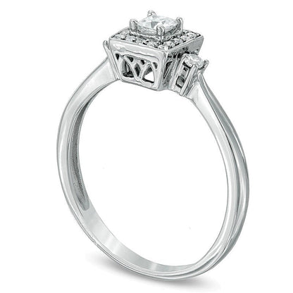 0,25 ct. Gesamtgewicht Freundschaftsring mit Diamanten im Princess- und Rundschliff in 10K Weißgold