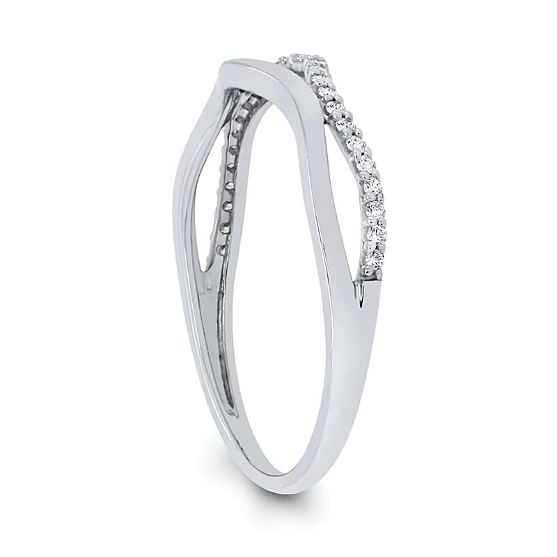 0,1 ct. Gesamtgewicht Diamant Ring mit offenem Wellendesign in 10K Weißgold