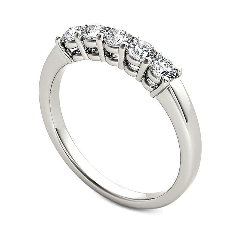 0.5 ct. Gesamtgewicht Diamant Memoire-Ring mit fünf Steinen in 10K Weißgold