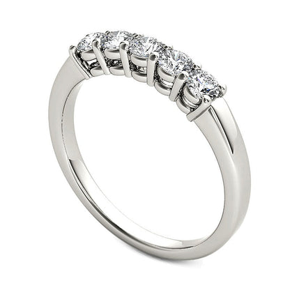 0.5 ct. Gesamtgewicht Diamant Memoire-Ring mit fünf Steinen in 10K Weißgold
