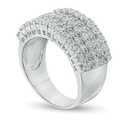 Memoire-Ring 1.5 ct. Gesamtgewicht mit fünf Reihen Diamanten in 10K Weißgold