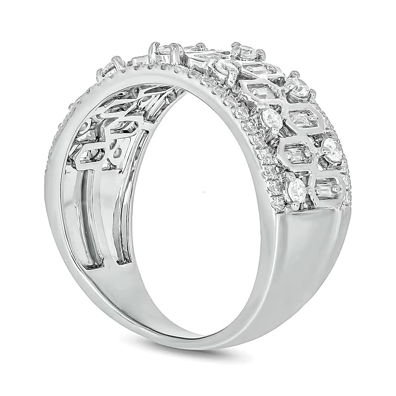 0.75 ct. Gesamtgewicht Diamant-Ring mit Sechseck-Muster in 10K Weißgold