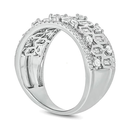 0.75 ct. Gesamtgewicht Diamant-Ring mit Sechseck-Muster in 10K Weißgold