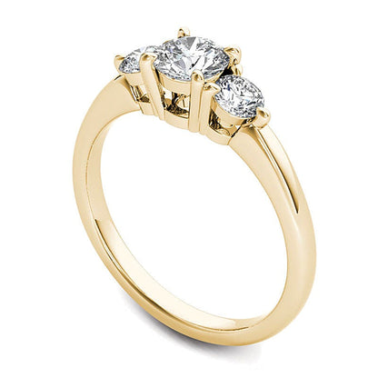 0.75 ct. Gesamtgewicht Diamant Dreistein-Verlobungsring in 14K Gelbgold
