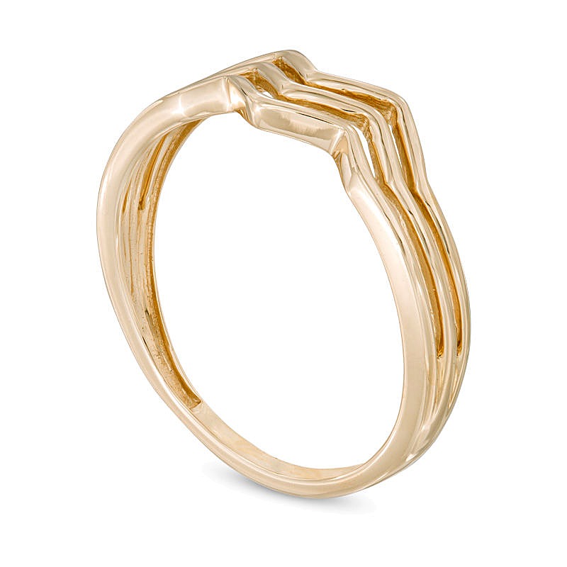 Chevron-Ring mit drei Reihen aus 10K Gelbgold