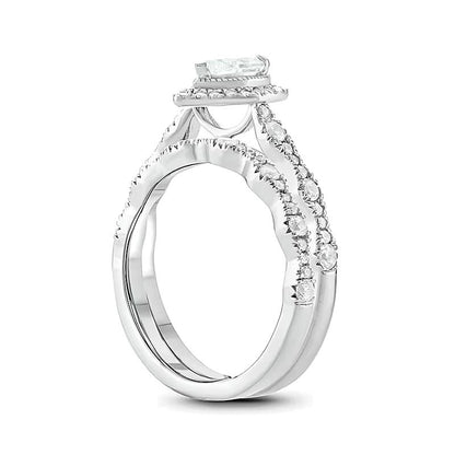 1.0 CT. Gesamtgewicht Braut-Set mit tropfenförmigem Diamant im Art-déco-Vintage-Stil in 14K Two-Tone Gold