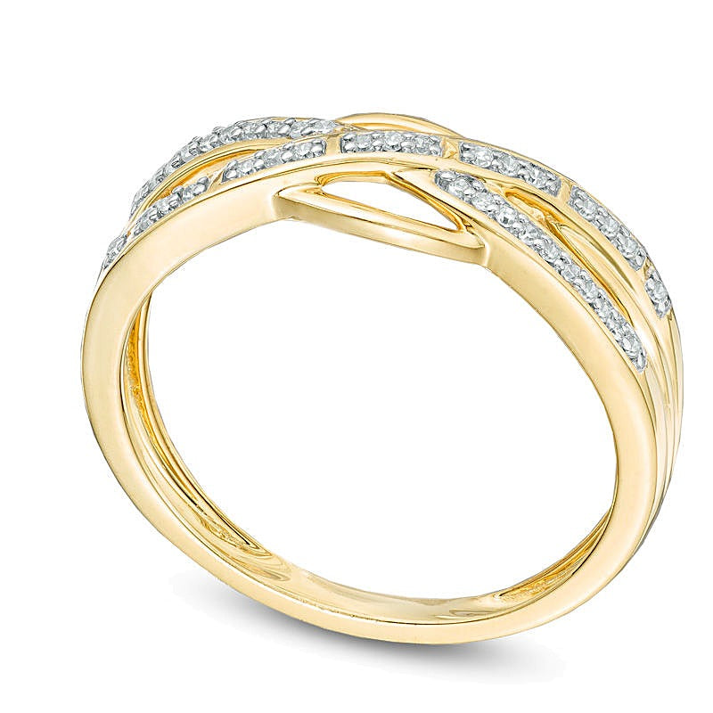 0.1 ct. Gesamtgewicht Diamant Crossover-Ring in 10K Gelbgold