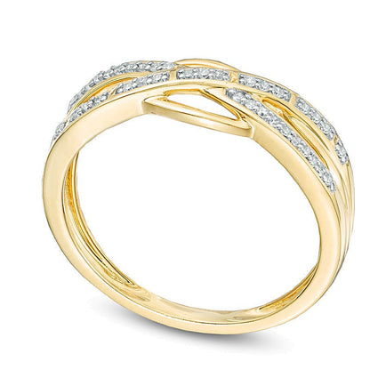 0.1 ct. Gesamtgewicht Diamant Crossover-Ring in 10K Gelbgold