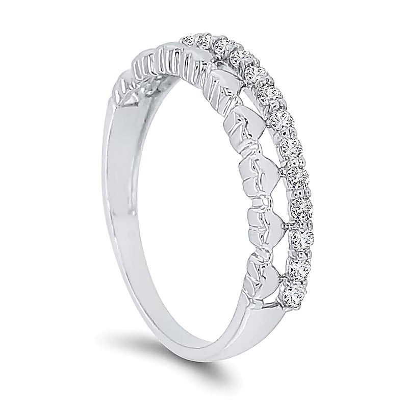 0.2 ct. Gesamtgewicht Diamant Ring mit Herzen zum Stapeln in 10K Weißgold
