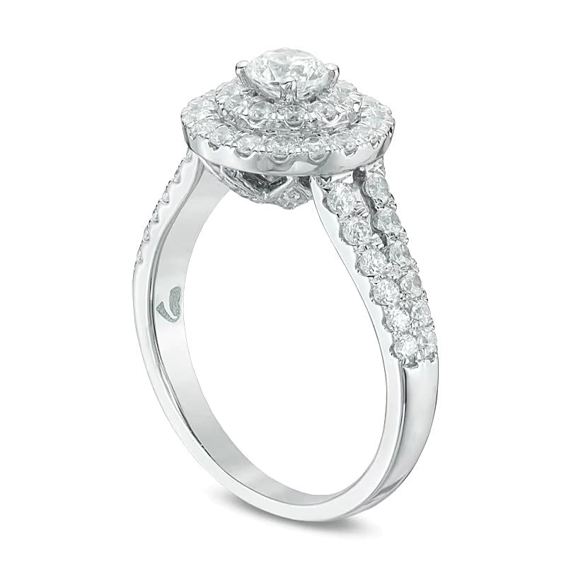 Halo-Verlobungsring mit Diamanten 1.25 ct. Gesamtgewicht in 14K Weißgold