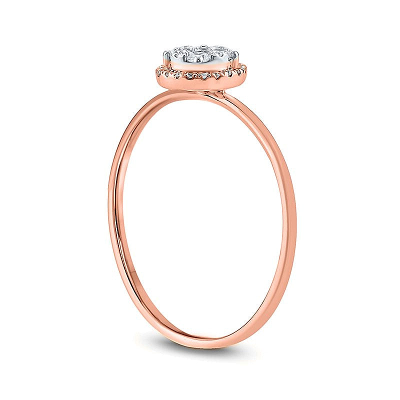 0.2 ct. Gesamtgewicht Komposit-Diamant Freundschaftsring in 10K Roségold