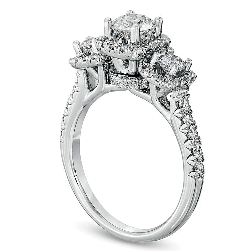 1.5 ct. Gesamtgewicht Diamant Dreistein-Ring in 14K Weißgold für Damen