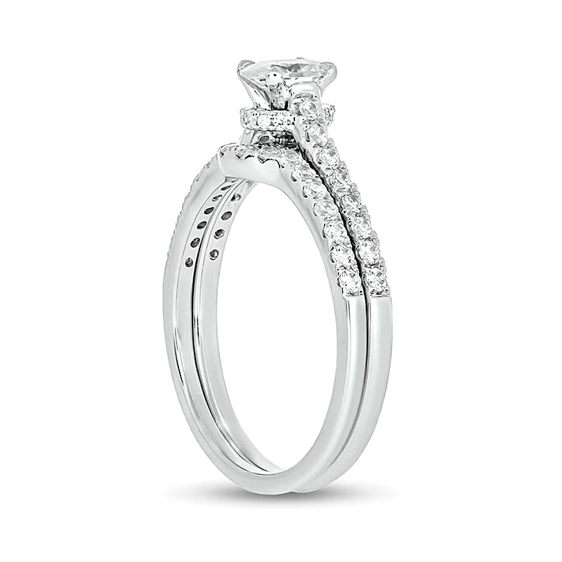 1.0 CT. Gesamtgewicht Braut-Set mit ovalem Diamant in 14K Weißgold (I/I2)