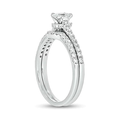 1.0 CT. Gesamtgewicht Braut-Set mit ovalem Diamant in 14K Weißgold (I/I2)