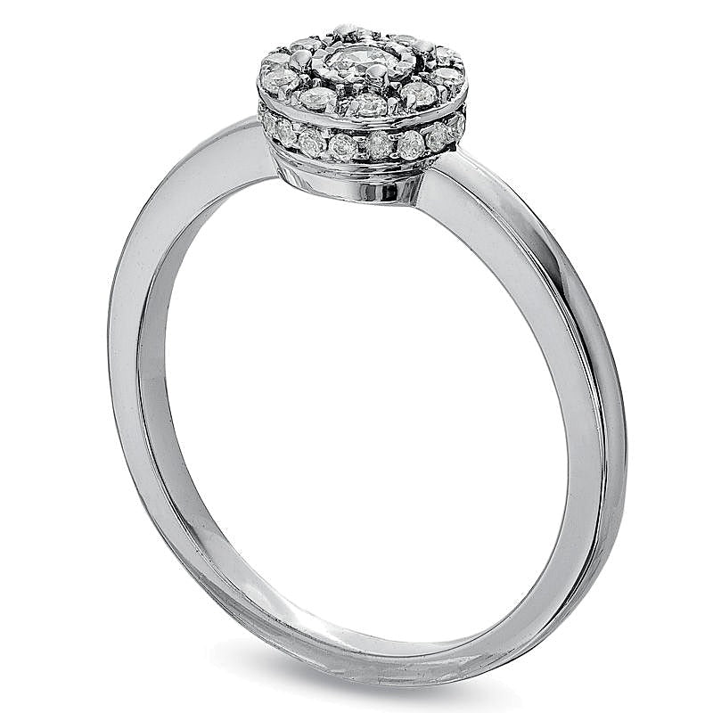 Halo-Ring mit Diamanten 0,25 ct. Gesamtgewicht in 10K Weißgold