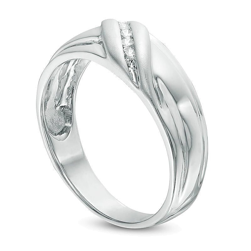 Ring mit Diamanten 0.1 ct. Gesamtgewicht in rhodiniertem Sterlingsilber