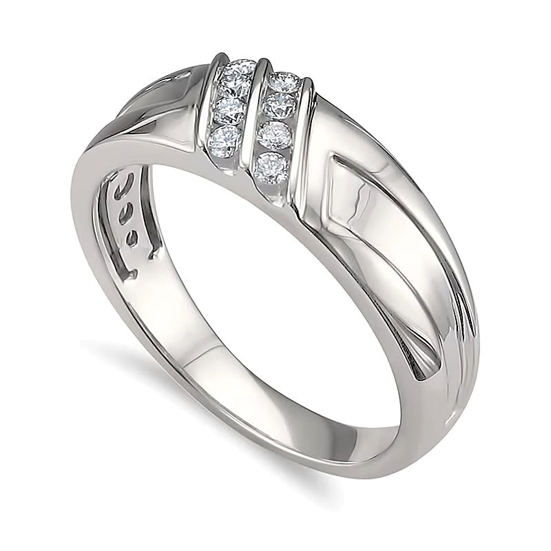 0.25 ct. Gesamtgewicht Diamant-Ring strukturiert in 14K Weißgold