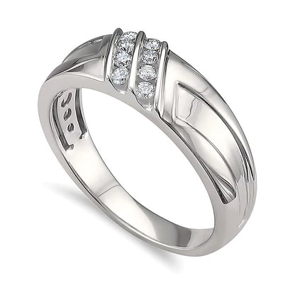 0.25 ct. Gesamtgewicht Diamant-Ring strukturiert in 14K Weißgold