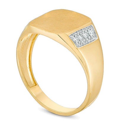 Diamant-Siegelring in 10K Gelbgold, 0,13 ct. Gesamtgewicht