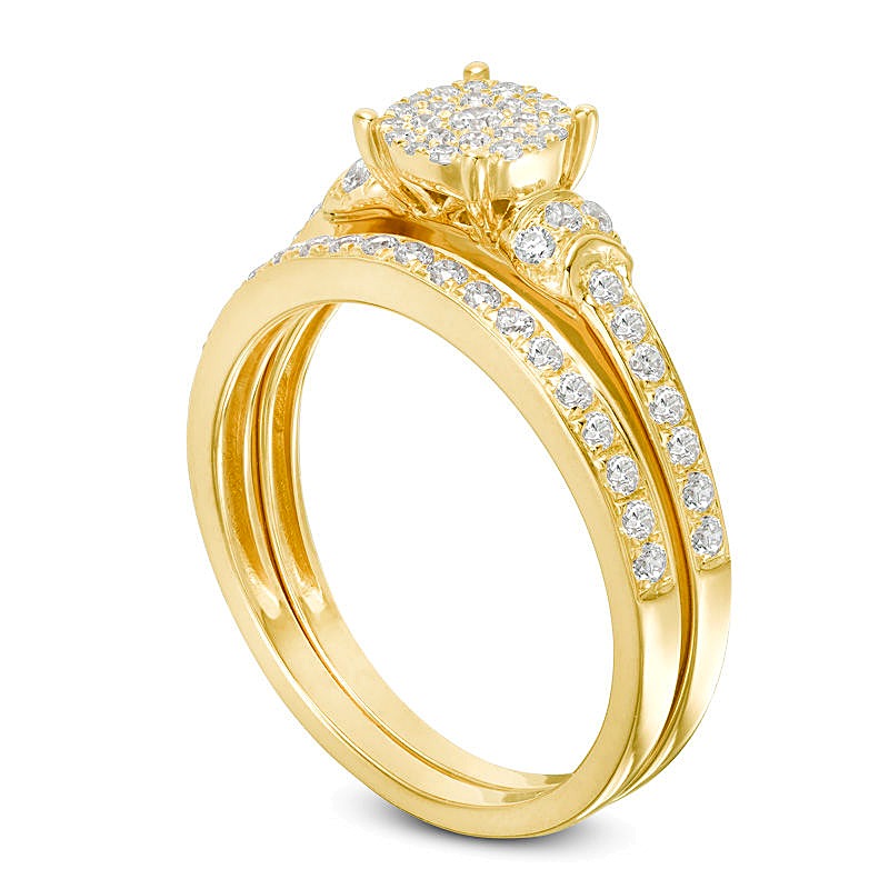 0.5 ct. Gesamtgewicht Komposit-Diamant Brautset in 14K Gelbgold