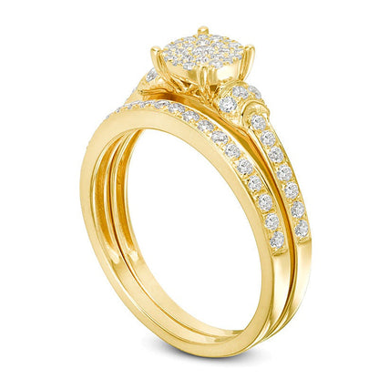 0.5 ct. Gesamtgewicht Komposit-Diamant Brautset in 14K Gelbgold