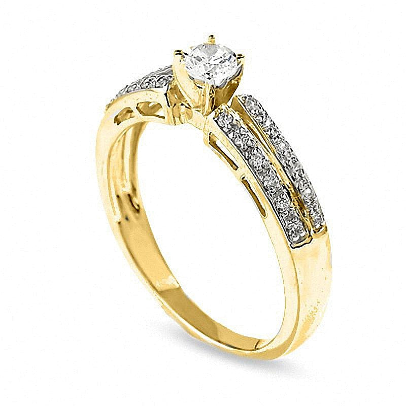 0.25 CT. Gesamtgewicht Diamant Freundschaftsring mit geteiltem Ringschienen-Design in 10K Gelbgold