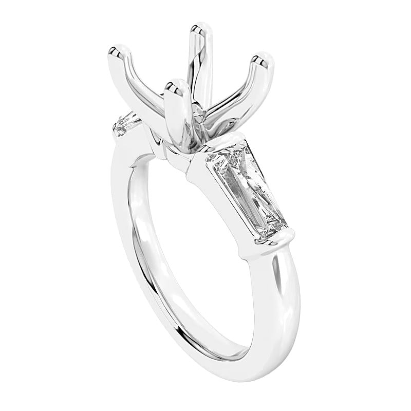 0,63 ct. Gesamtgewicht konisch zulaufender Baguette Labordiamant Halbfassung in 14K Weißgold (F/VS2)