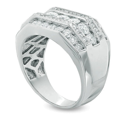 2.5 ct. Gesamtgewicht Diamant Fashion Ring fünfreihig in 14K Weißgold