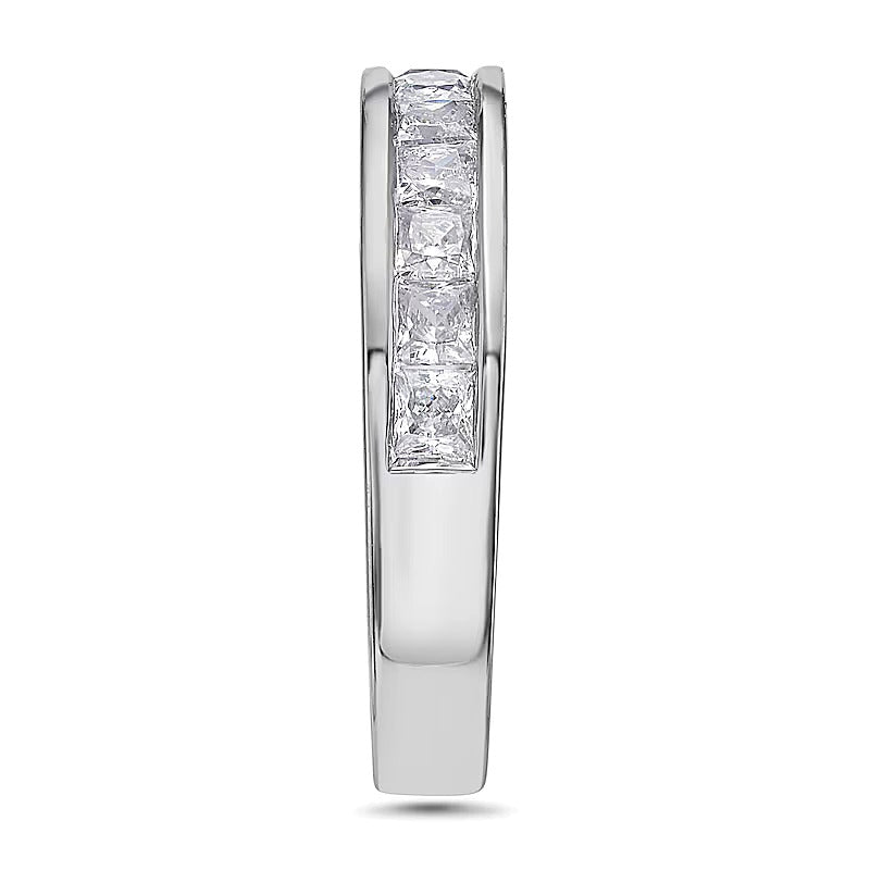 1.5 CT. Gesamtgewicht Ehering mit Diamanten im Princess-Schliff in 14K Weißgold (I/SI2)
