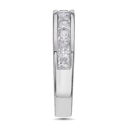 1.5 CT. Gesamtgewicht Ehering mit Diamanten im Princess-Schliff in 14K Weißgold (I/SI2)