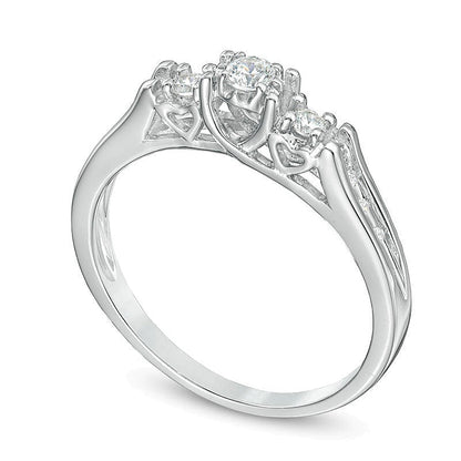 0.2 ct. Gesamtgewicht Diamant Dreistein-Ring in 10K Weißgold