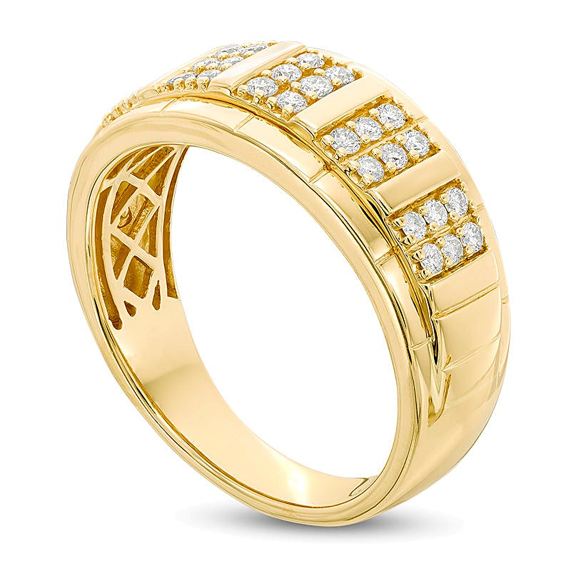 0.5 ct. Gesamtgewicht Komposit Diamant Ehering mit Rillenmuster in 14K Gelbgold