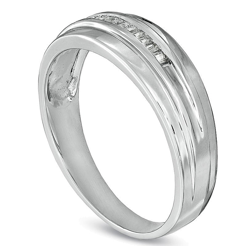 Ehering mit Baguette-Diamanten 0.17 ct. Gesamtgewicht in 10K Weißgold