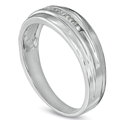 Ehering mit Baguette-Diamanten 0.17 ct. Gesamtgewicht in 10K Weißgold