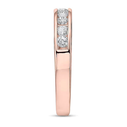 0,75 ct. Gesamtgewicht Diamant-Ring kanalgefasst mit elf Steinen in 10K Roségold (I/I2)