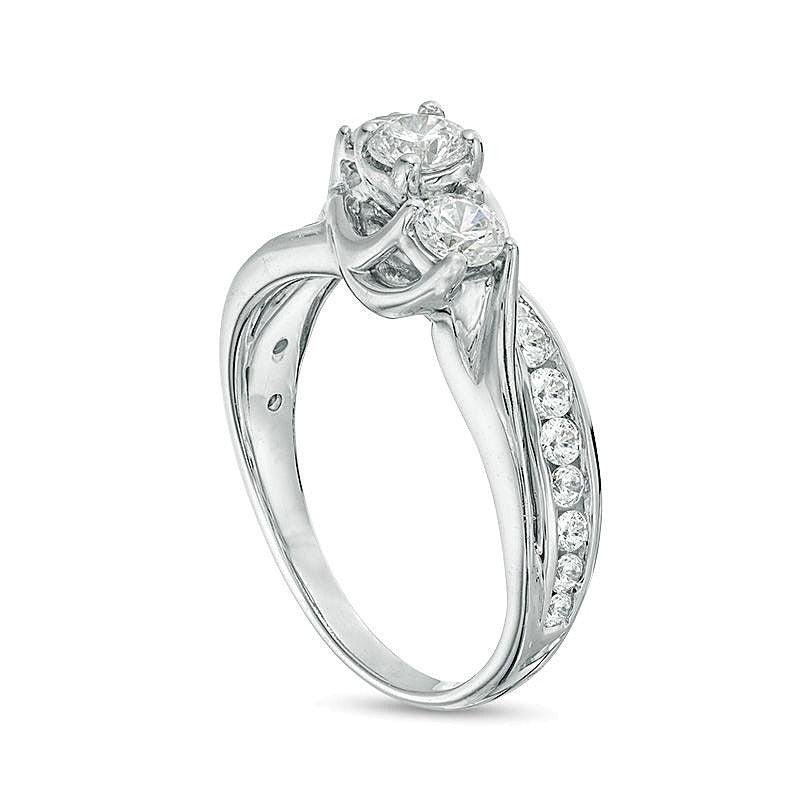 1.0 CT. Gesamtgewicht Diamant Dreistein Verlobungsring in 14K Weißgold