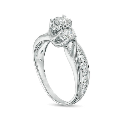 1.0 CT. Gesamtgewicht Diamant Dreistein Verlobungsring in 14K Weißgold