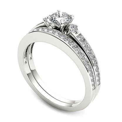Diamant-Brautset 1.0 ct. Gesamtgewicht in 14K Weißgold