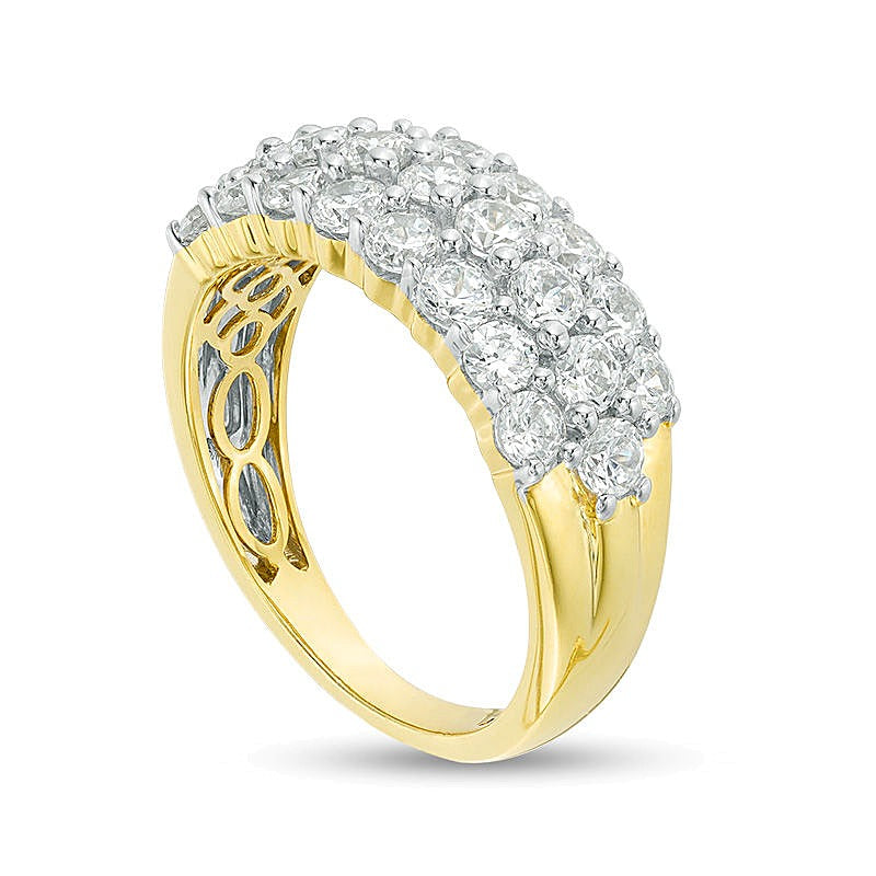 Mehrreihiger Ring mit Diamanten 2.0 ct. Gesamtgewicht in 18K Gelbgold