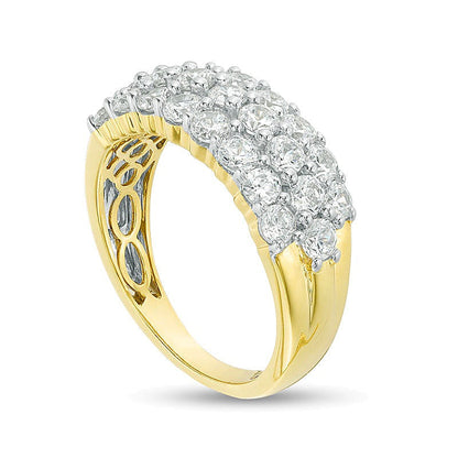 Mehrreihiger Ring mit Diamanten 2.0 ct. Gesamtgewicht in 18K Gelbgold