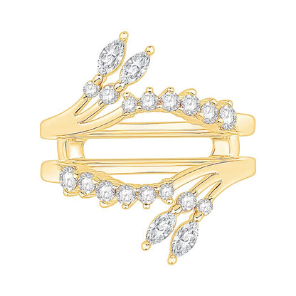 0.63 ct. Gesamtgewicht Solitär-Enhancer mit Labordiamanten in Marquise und rund aus 14K Gelbgold (F/VS2)