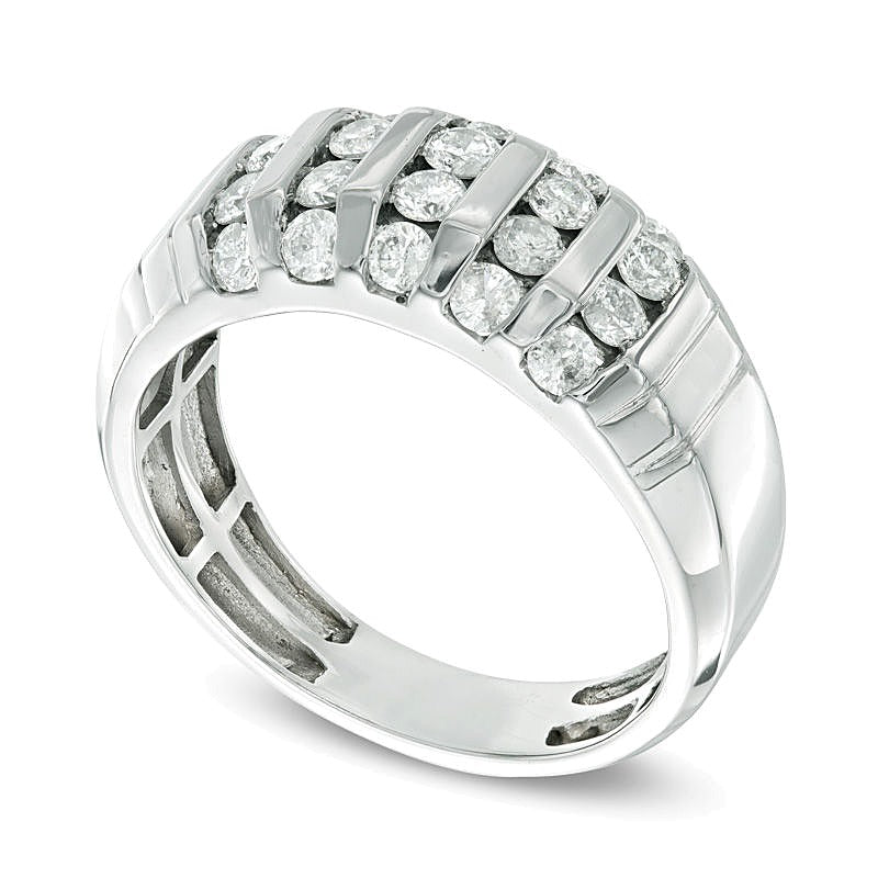 1.0 CT. Gesamtgewicht Diamant Memoire-Ring in gewölbter Form aus 10K Weißgold