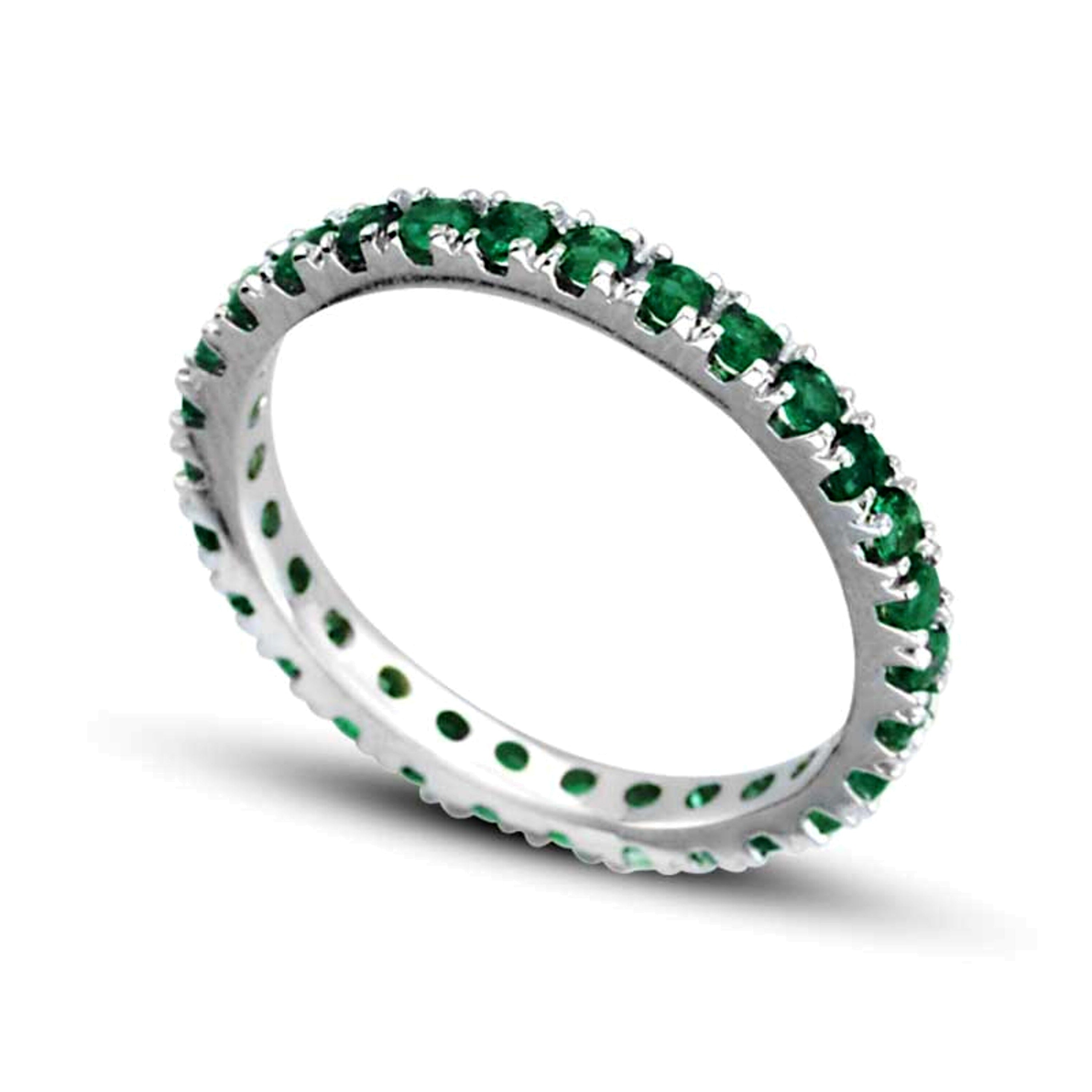 Memoire-Ring mit Smaragden in 14K Weißgold